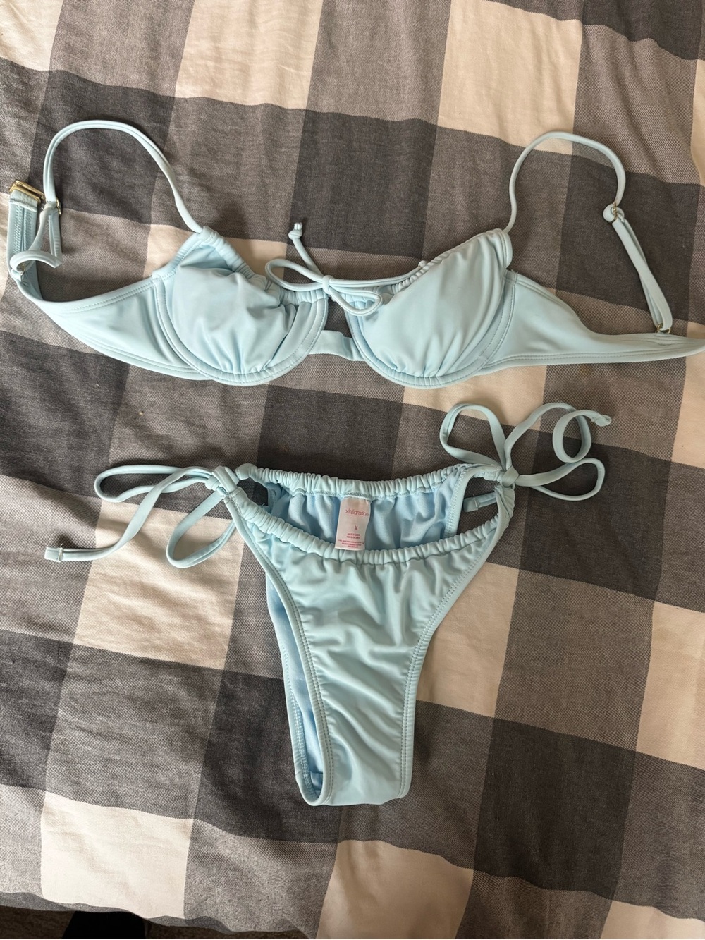 Xhilaration Light Blue Underwire Bikini Top with Tie Strap